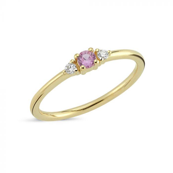 Nuran 14kt Petit Ring Pink Safir & Diamanter - Ringe - R1110LS-005-001