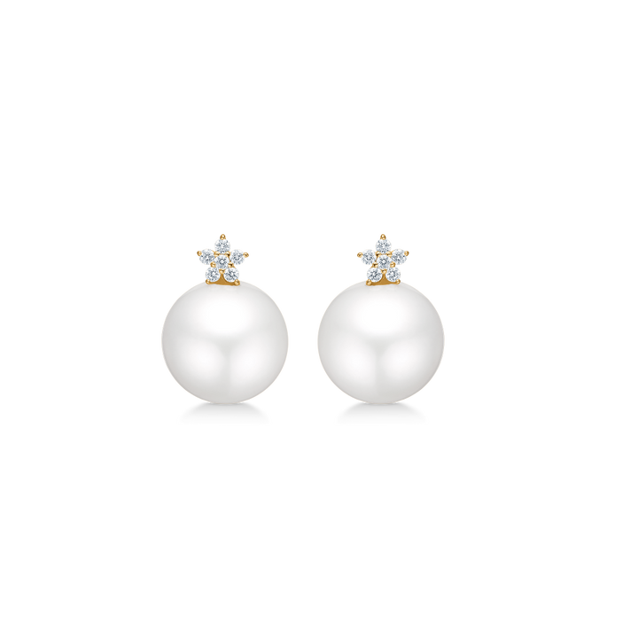 Mads Z 14kt Celeste Earpieces med kulturell pärla och 0,14ct W.SI