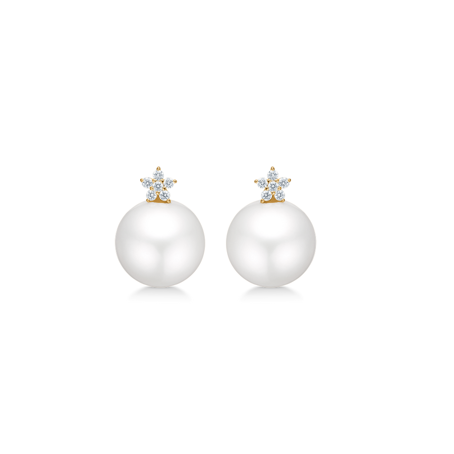 Mads Z 14kt Celeste Earpieces med kulturell pärla och 0,14ct W.SI
