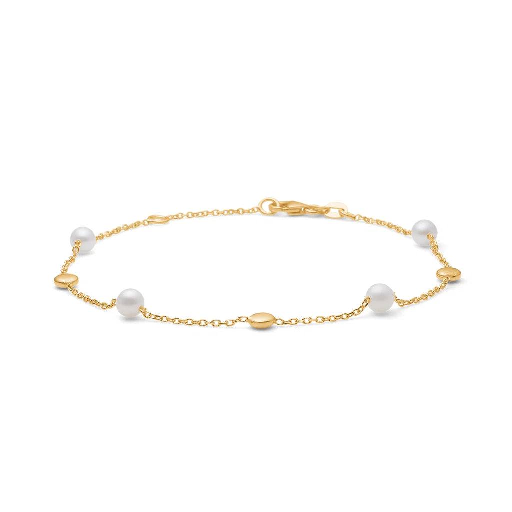Mads Z Luna Armband i 14 kt. guld m. kulturpärlor 