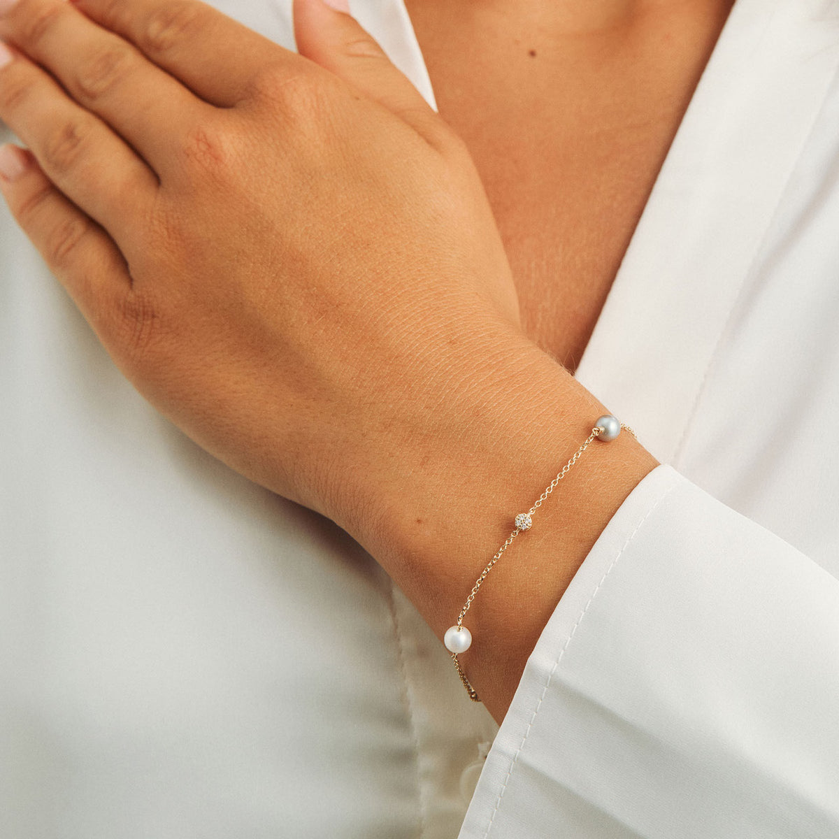 Mads Z Stella Armband i 14 kt. Guld m. Pärlor & Zirkonia 