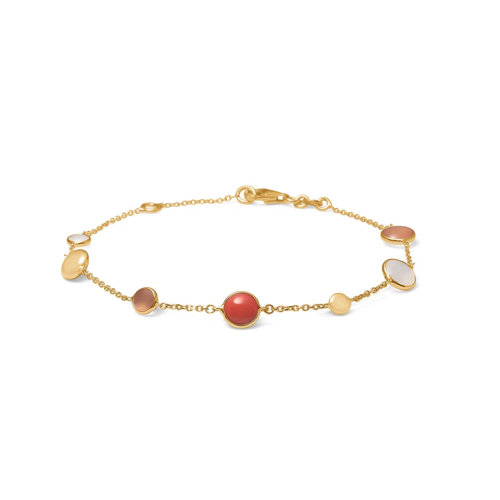 Mads Z Coralie Armband i 14 kt. guld - korall & månsten 