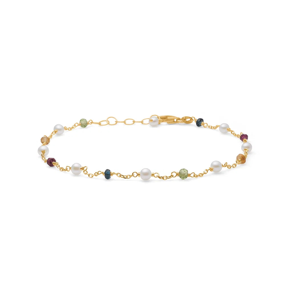 Mads Z Blossom Armband i 14 kt. Guld m. Peridot &amp; Pärlor 