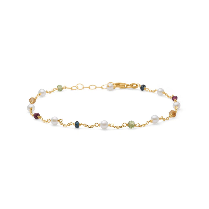Mads Z Blossom Armband i 14 kt. Guld m. Peridot &amp; Pärlor 