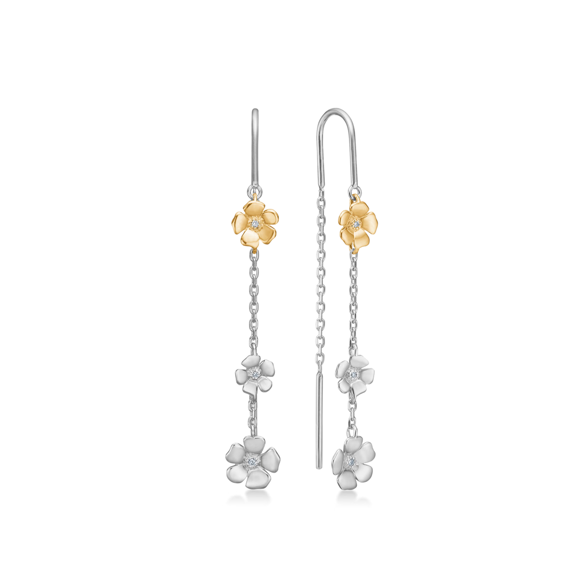 Mads Z Silver Fleur Örhängen Med 14kt Guld och 0.025ct W.Si 