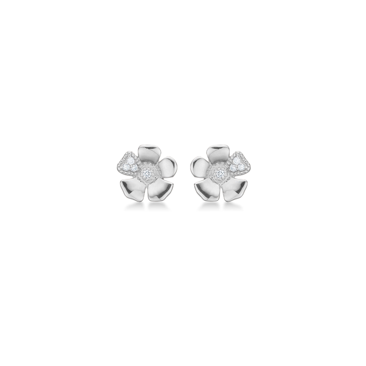 Mads Z Fleur örhängen i silver med vita topaser – 7 mm 