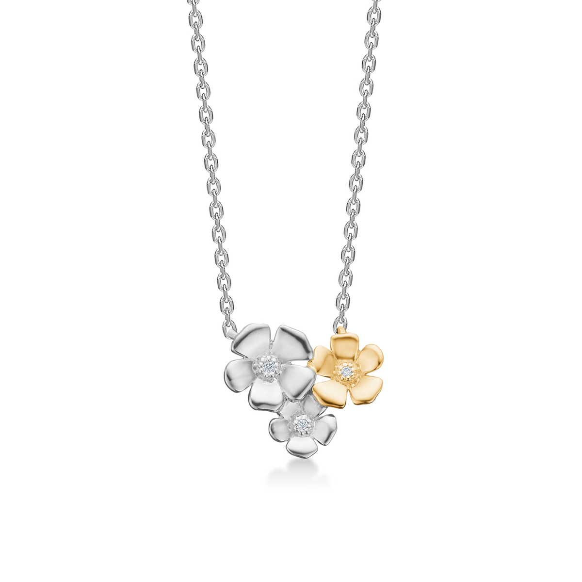 Mads Z Silver Fleur-halsband med 14 kt guld och 0,011 ct W.Si 