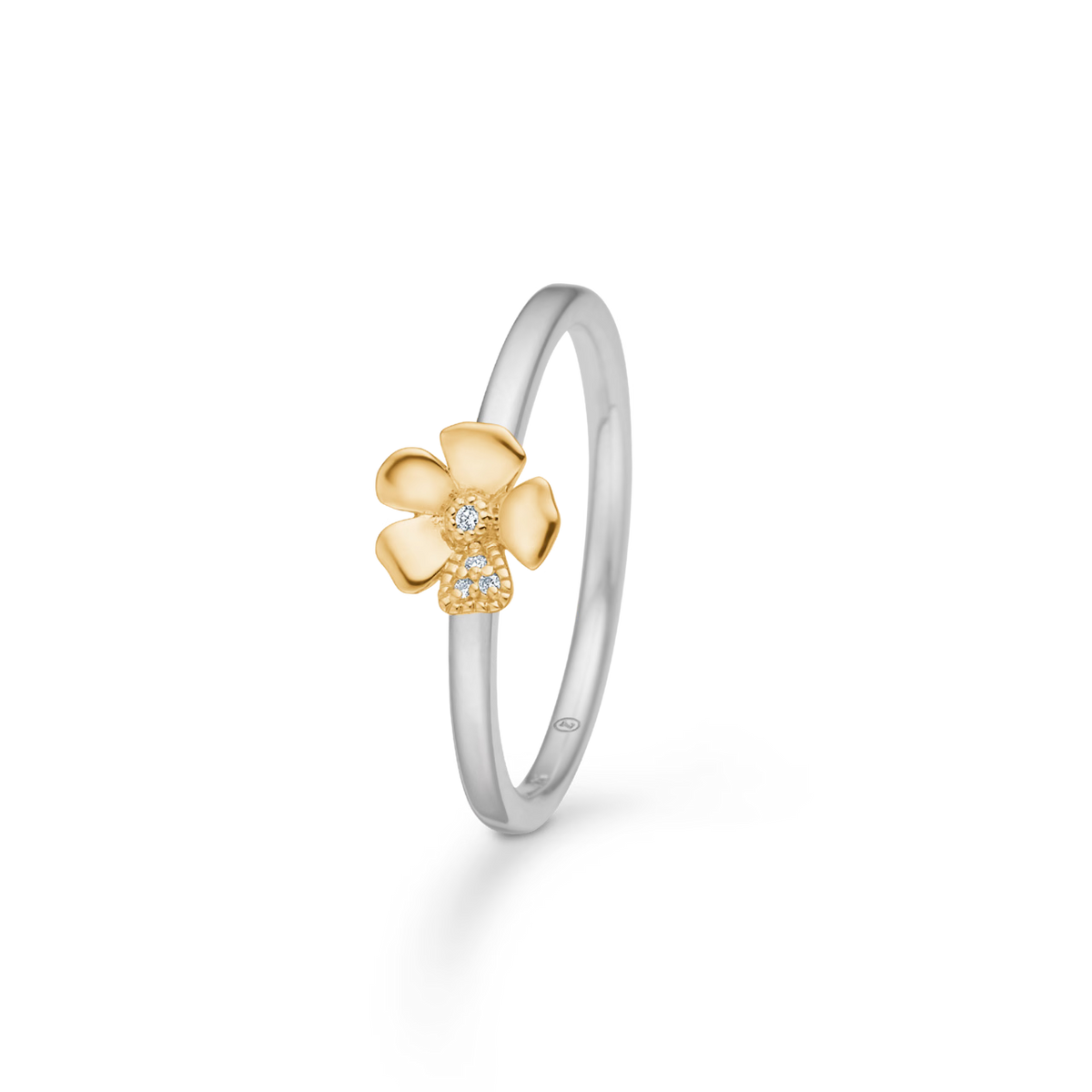 Mads Z Silver Fleur Ring Med 14kt Guld Och 0.014ct W.Si 