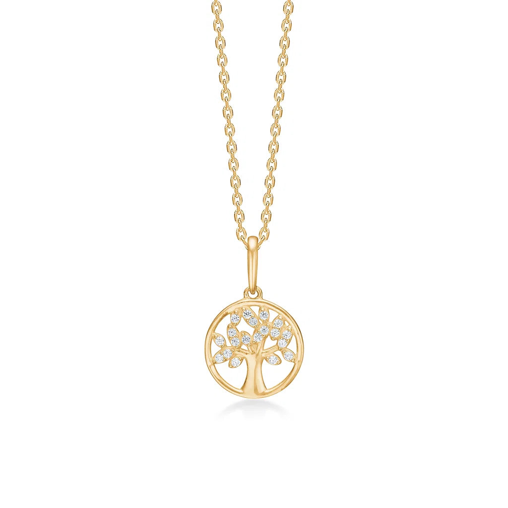 Mads Z 8kt Tree Of Life-hänge med zirkonia 