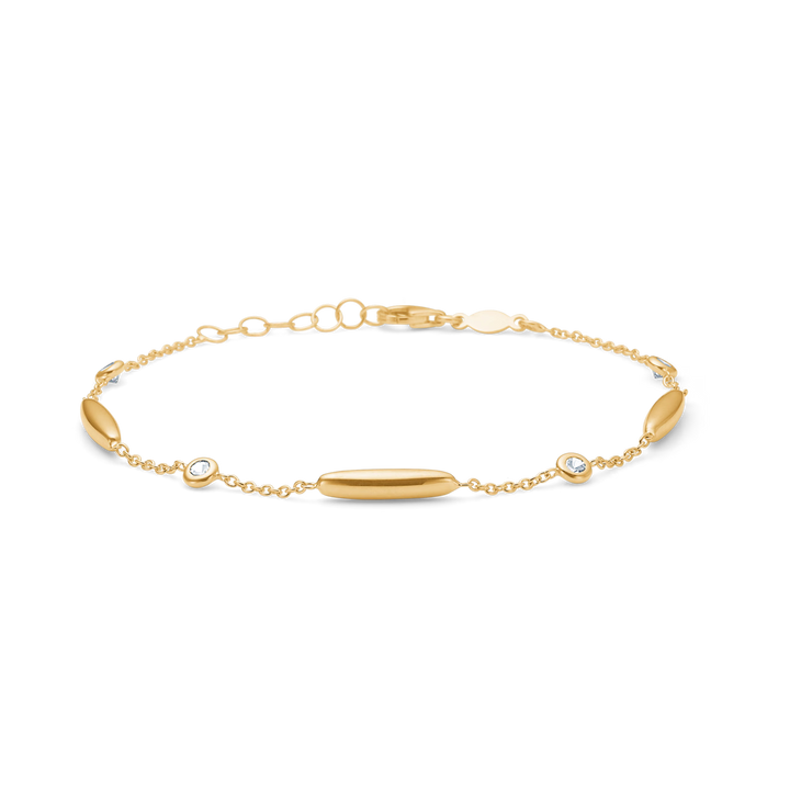 Mads Z Linera Armband i 8 kt. guld m. Zirkonia 