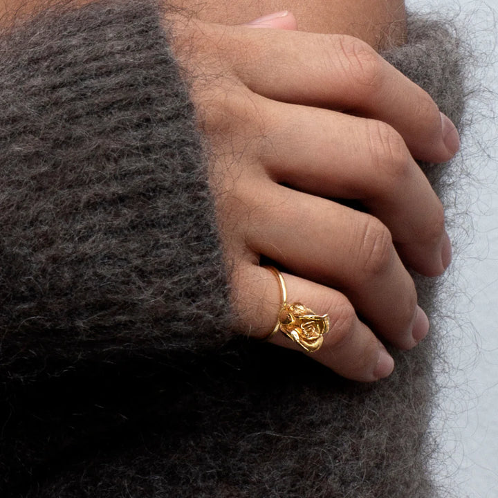 Flora Danica Rose Statement Ring Guldpläterad