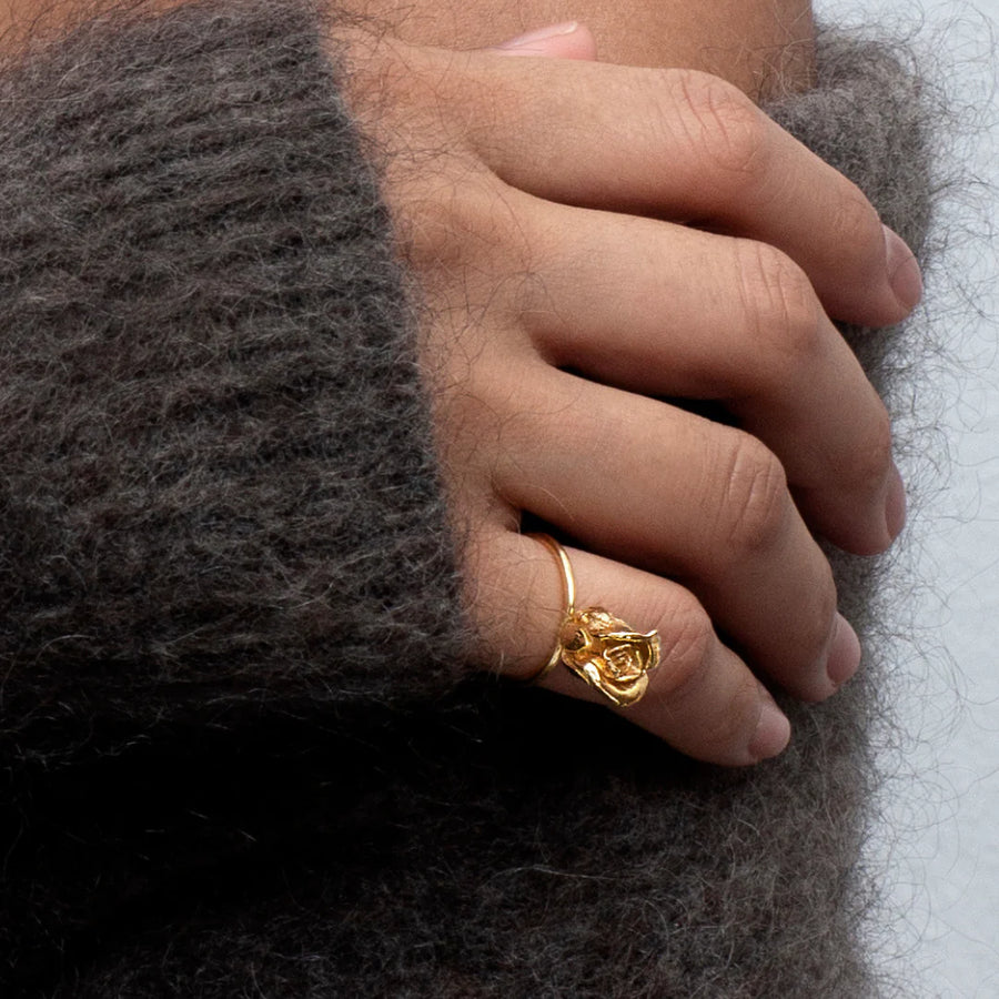 Flora Danica Rose Statement Ring Guldpläterad