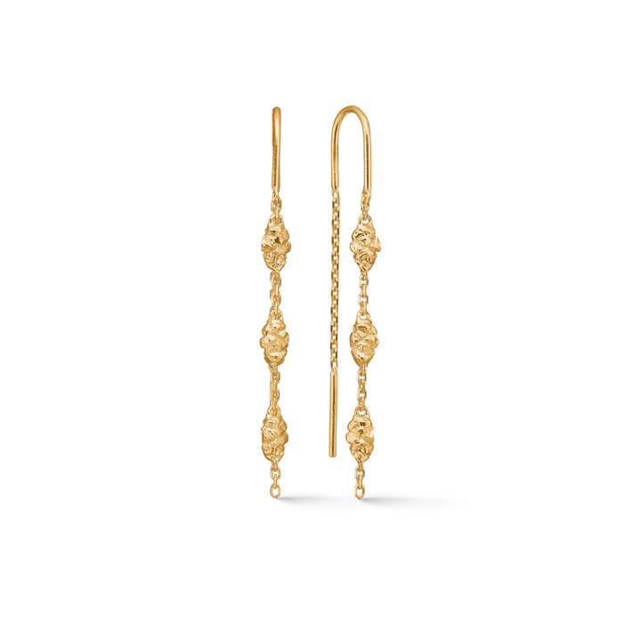 Forest Earrings, elegante kæde øreringe i mat guld med kugledetaljer. Model 7200954