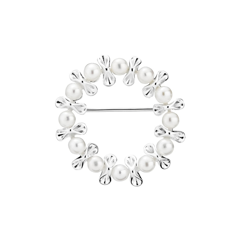 Lund Köpenhamns silverbroche med pärlor
