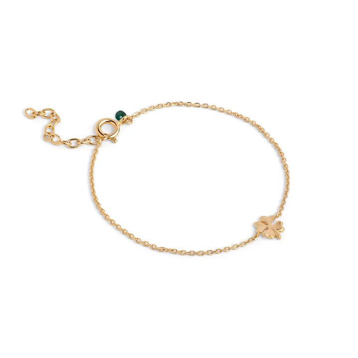 Enamel Four Leaf Clover Armbånd I Forgyldt Sølv