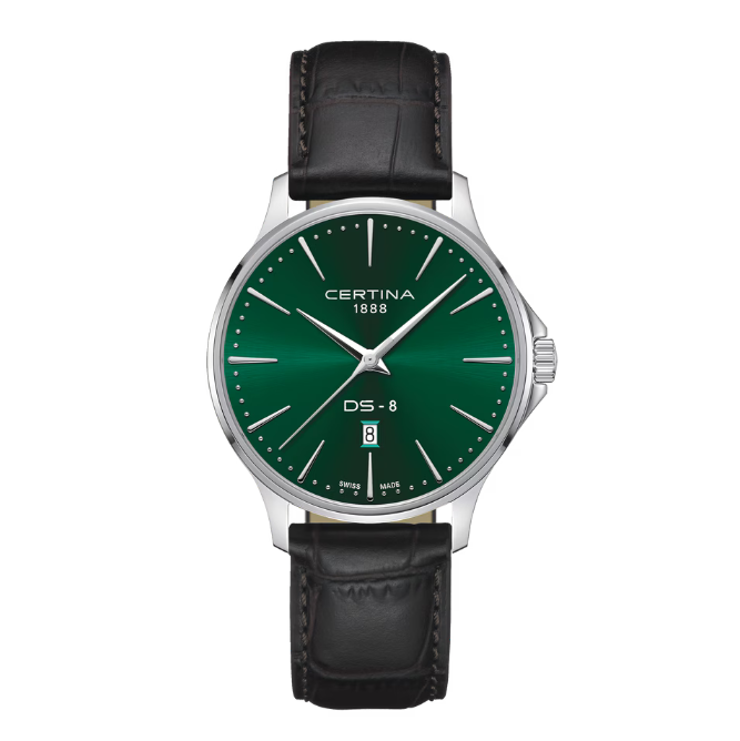 Certina DS-8 Gent 40mm – Grön urtavla & läderrem – C0454101609100