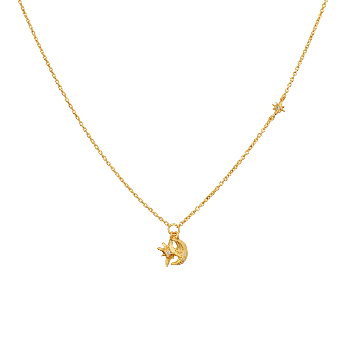 Maanesten Erica Guldpläterat Halsband m. Måne & Stjärnor – 2859A