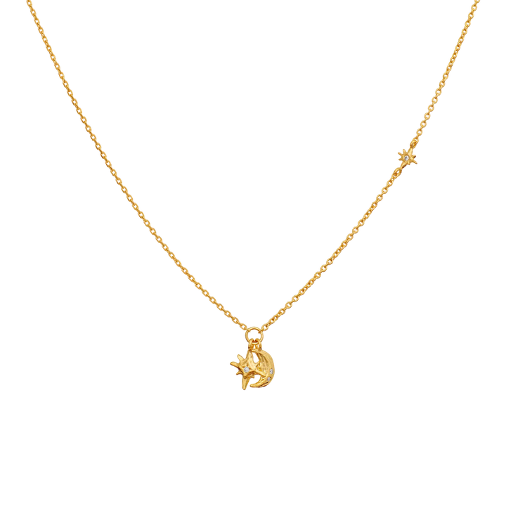 Maanesten Erica Guldpläterat Halsband m. Måne & Stjärnor – 2859A