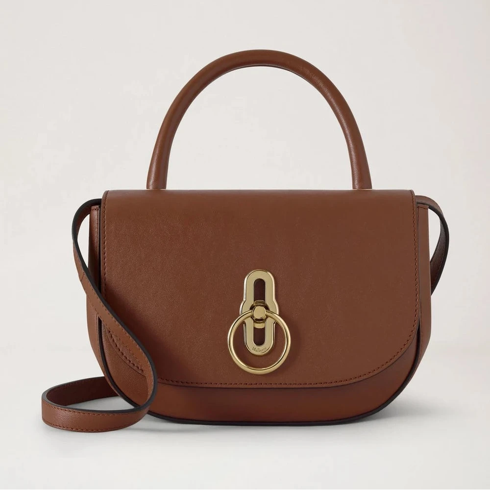 Mulberry Liten Amberley Top Handle i ekfärgat mjukt slätt läder 
