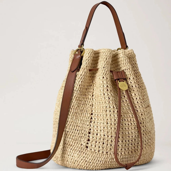 Mulberry Crochet Bucket Naturlig Virkad Raffia 