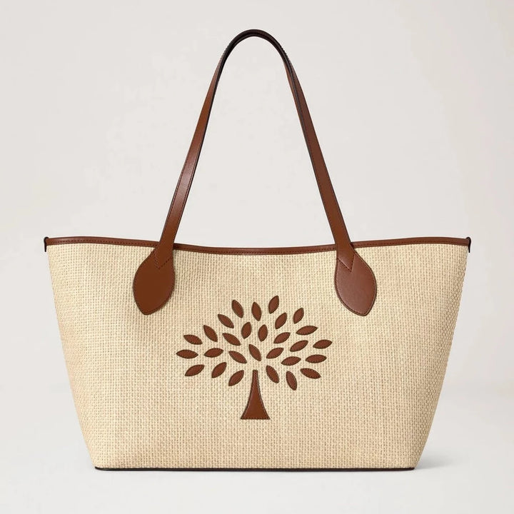 Mulberry Tree Tote - Raffia Ecru & Bright Oak Raffia & Leather Trim