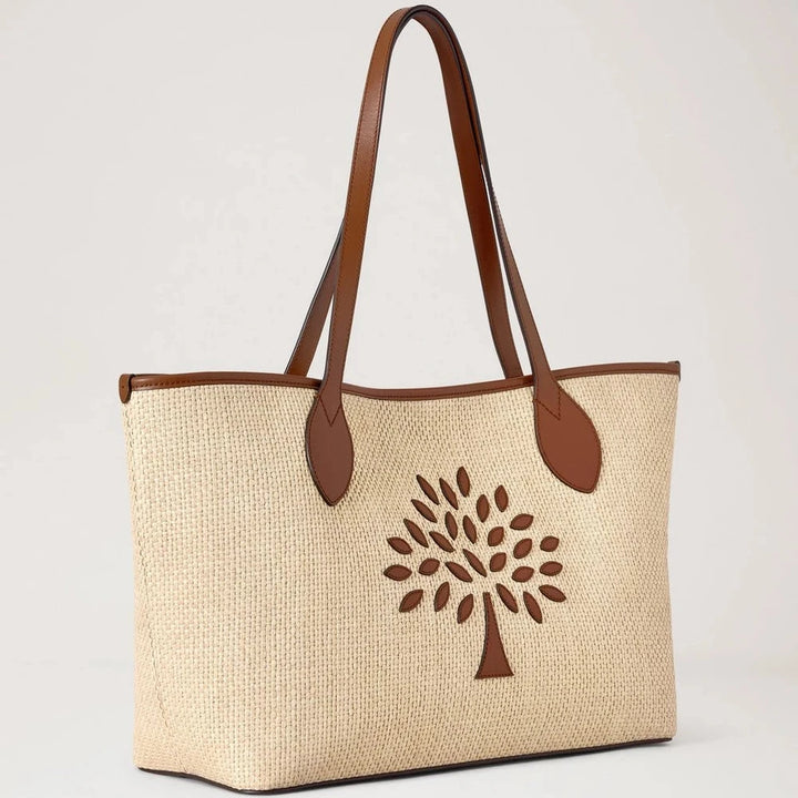 Mulberry Tree Tote - Raffia Ecru & Bright Oak Raffia & Leather Trim
