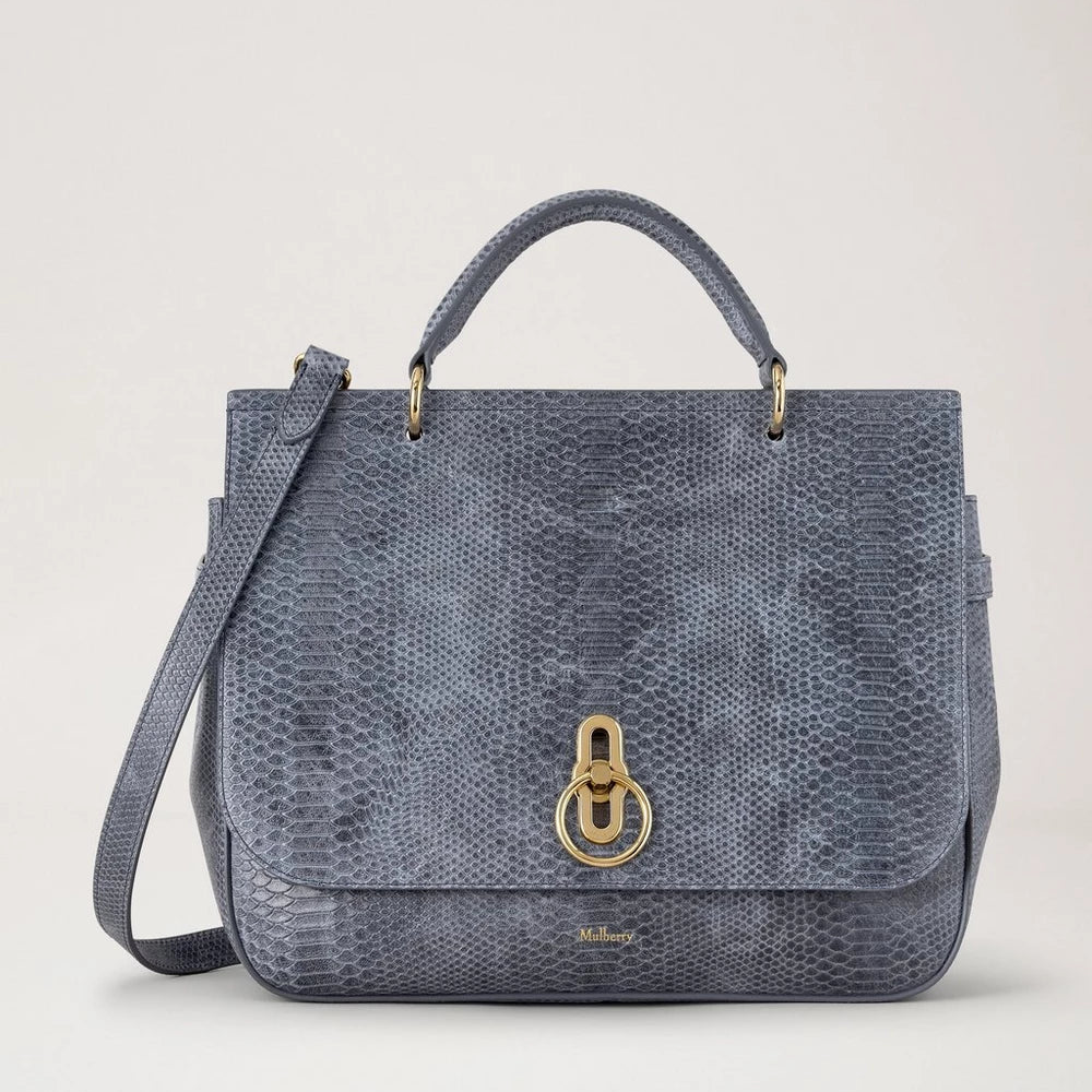 Mulberry Large Amberley Top Handle Foggy Grey Waxed Snake Print – produktbild 5
