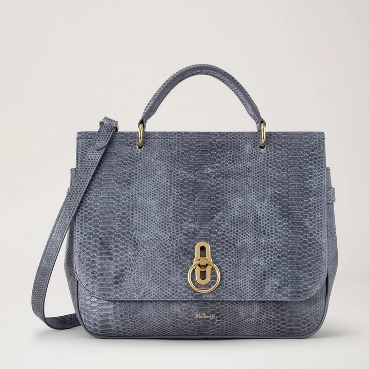 Mulberry Large Amberley Top Handle Foggy Grey Waxed Snake Print – produktbild 5
