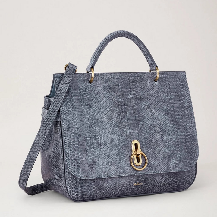 Mulberry Large Amberley Top Handle Foggy Grey Waxed Snake Print – produktbild 2