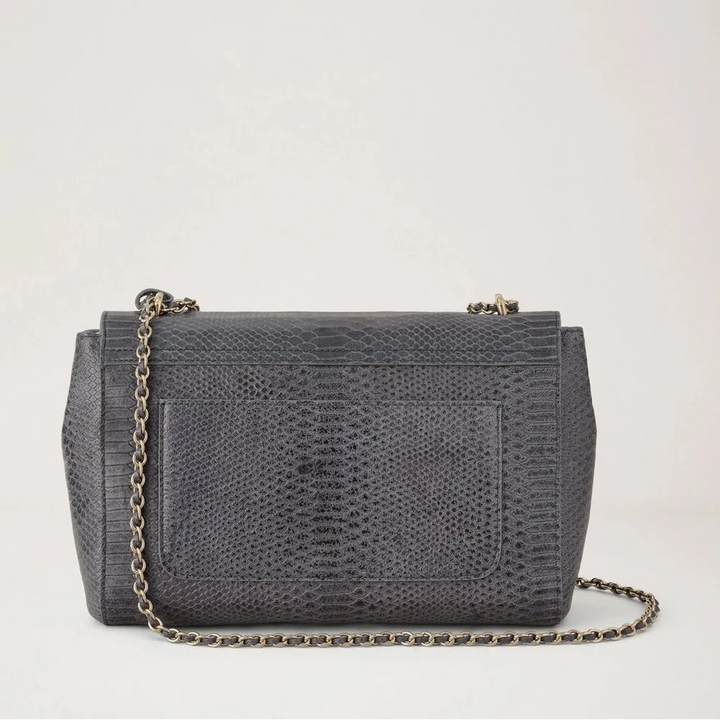 Mulberry Medium Lily Foggy Grey Waxed Snake Print – produktbillede 2