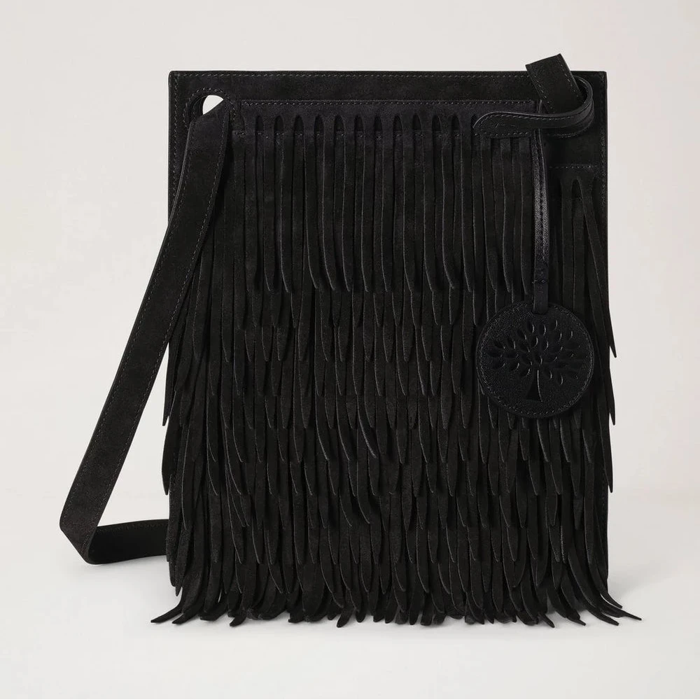 Mulberry Mini Soft Tote i mocka med fransar 