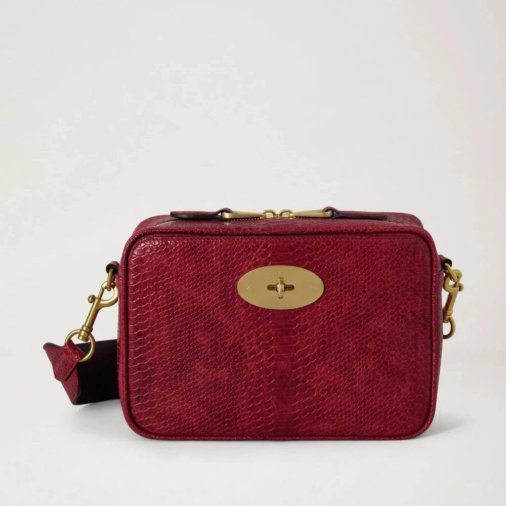 Mulberry Darley Camera Bag i vaxat ormskinn Appel Red 