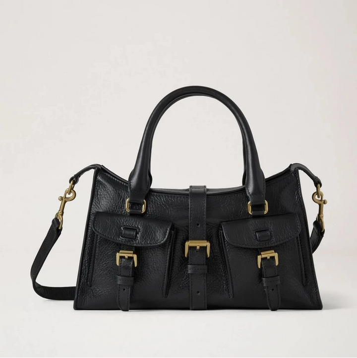 Mulberry Liten Roxanne High Shine Läder Svart