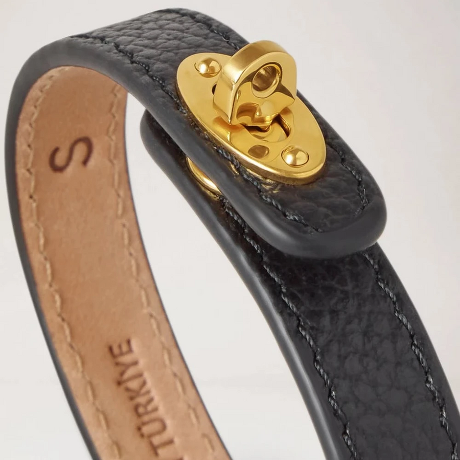 Mulberry Bayswater tunt läderarmband Svart