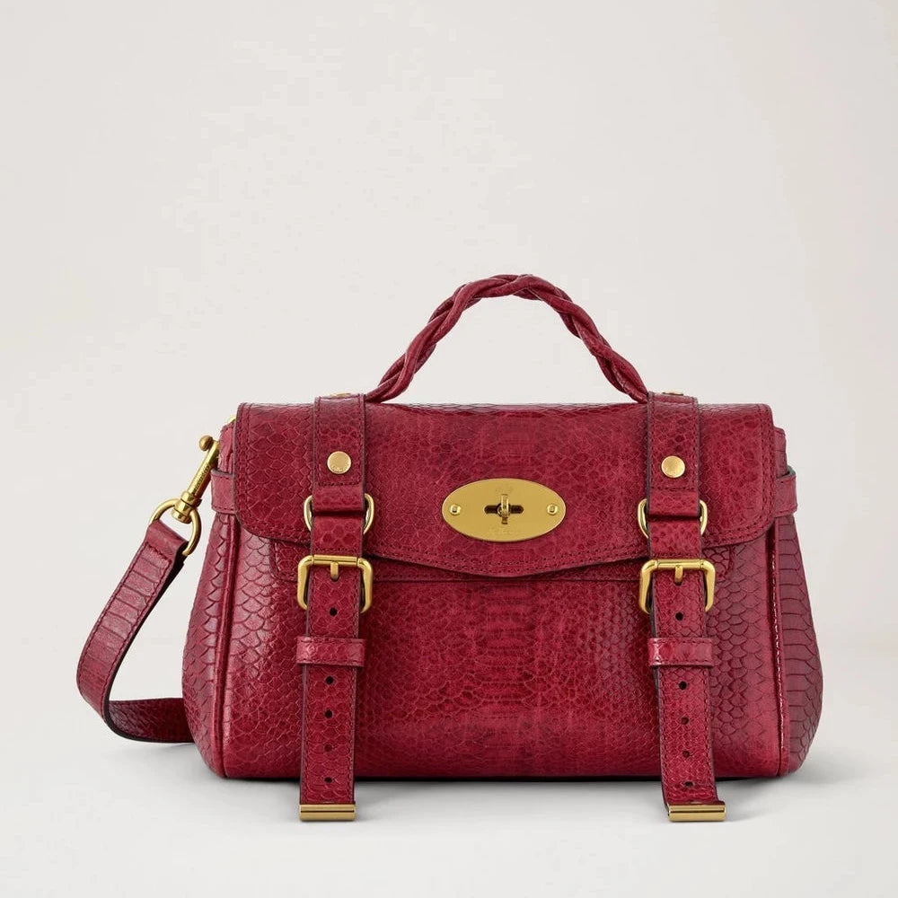 Mulberry Mini Alexa Waxed Snake Apple Red 