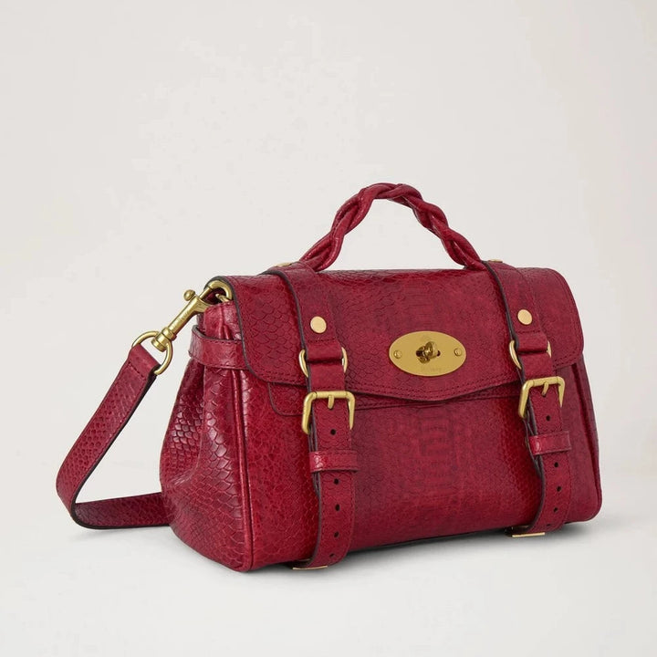 Mulberry Mini Alexa Waxed Snake Apple Red 