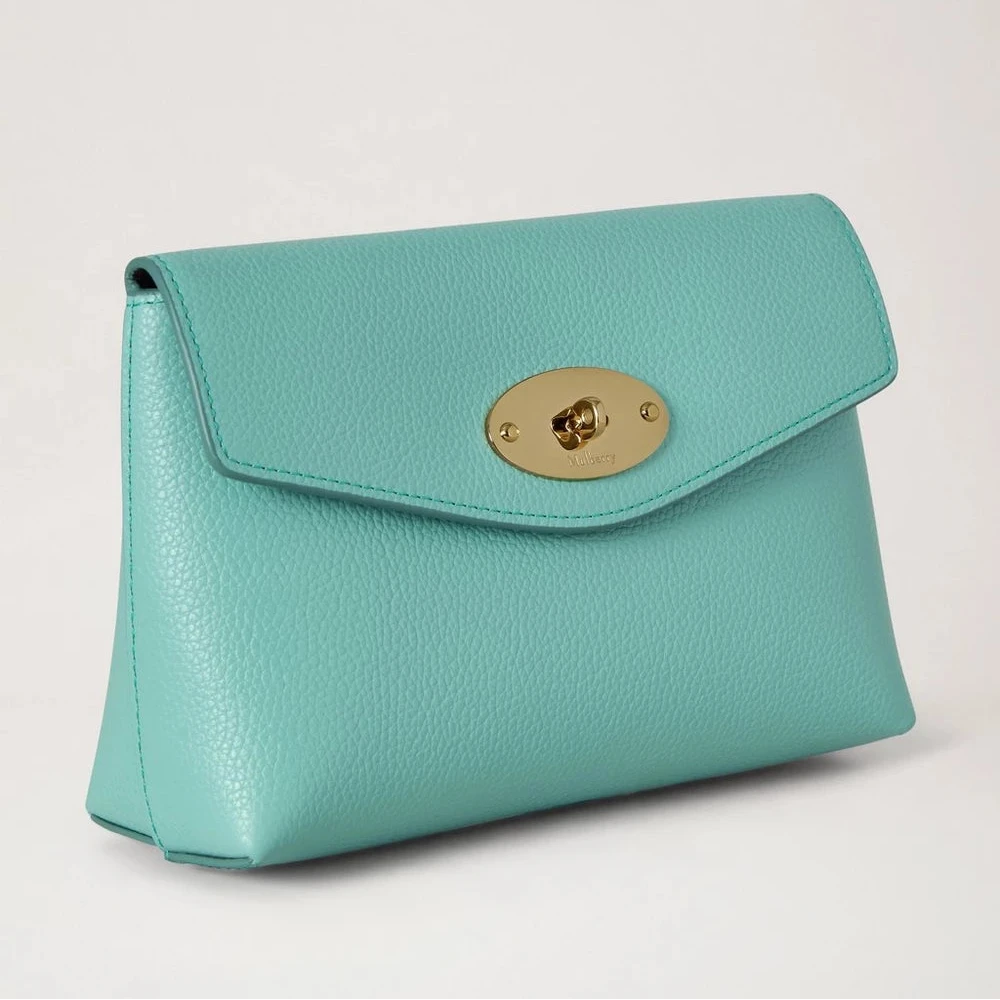 Mulberry Darley Cosmetic Pouch Marina Blue Small Classic Grain