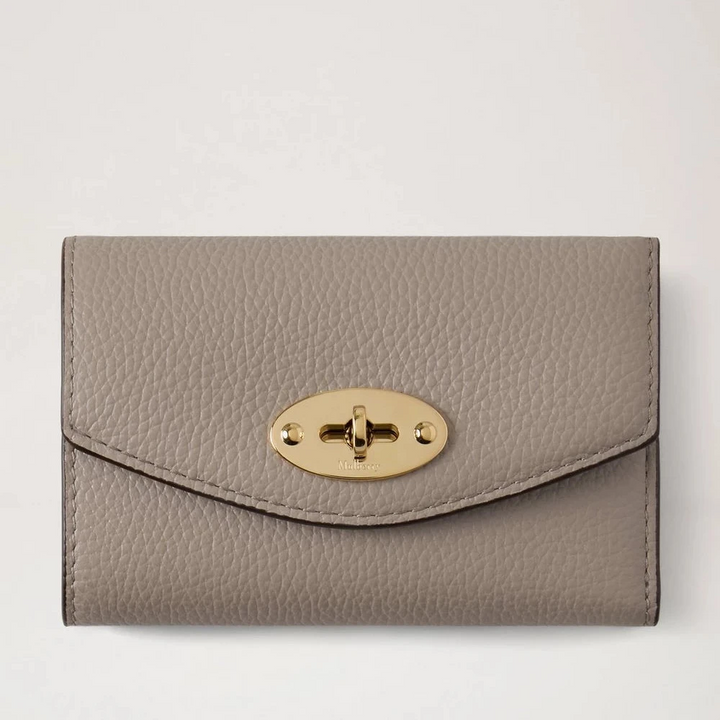 Mulberry Darley vikta multikardplånbok kashmir taupe liten klassisk korn