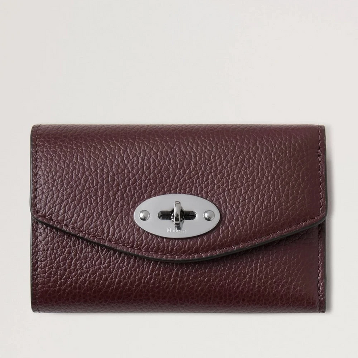 Mulberry Darley Vikbart Multi-Card-plånbok Black Cherry Small Classic Grain 