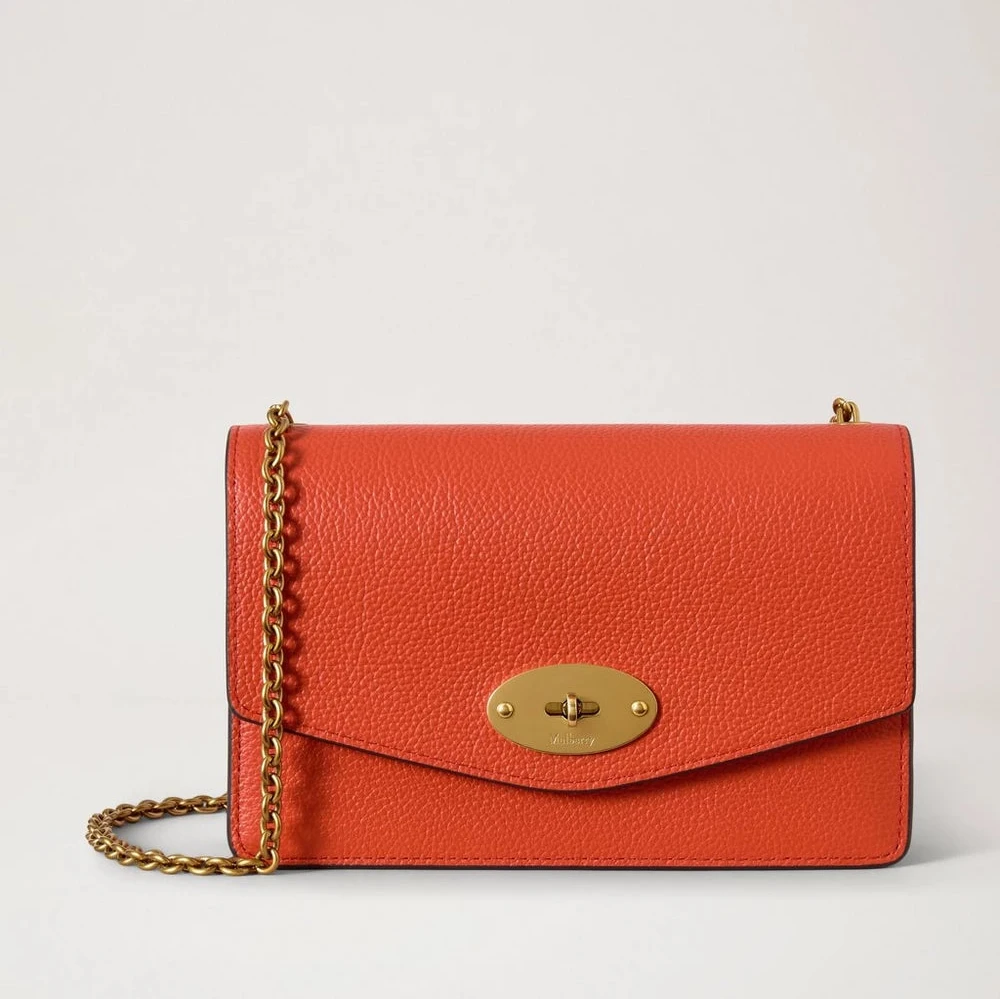 Mulberry Liten Darley Coral Orange Small Classic Grain 