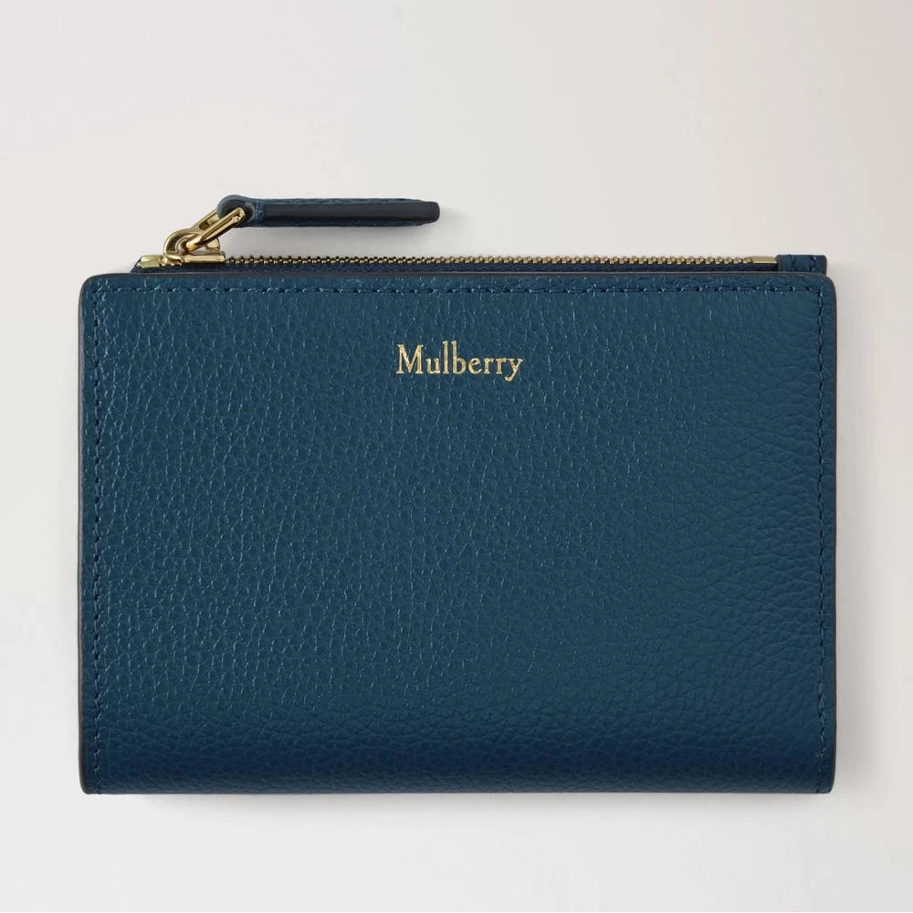 Mulberry Continental Bifold Zipped Wallet Ut ur det blå Small Classic Grain 