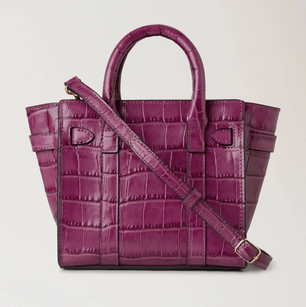 Mulberry Micro Zipped Bayswater Orchid Bloom Shiny Small Croc