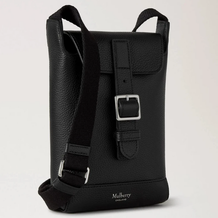 Mulberry Chiltern Phone Pouch Black Small Classic Grain