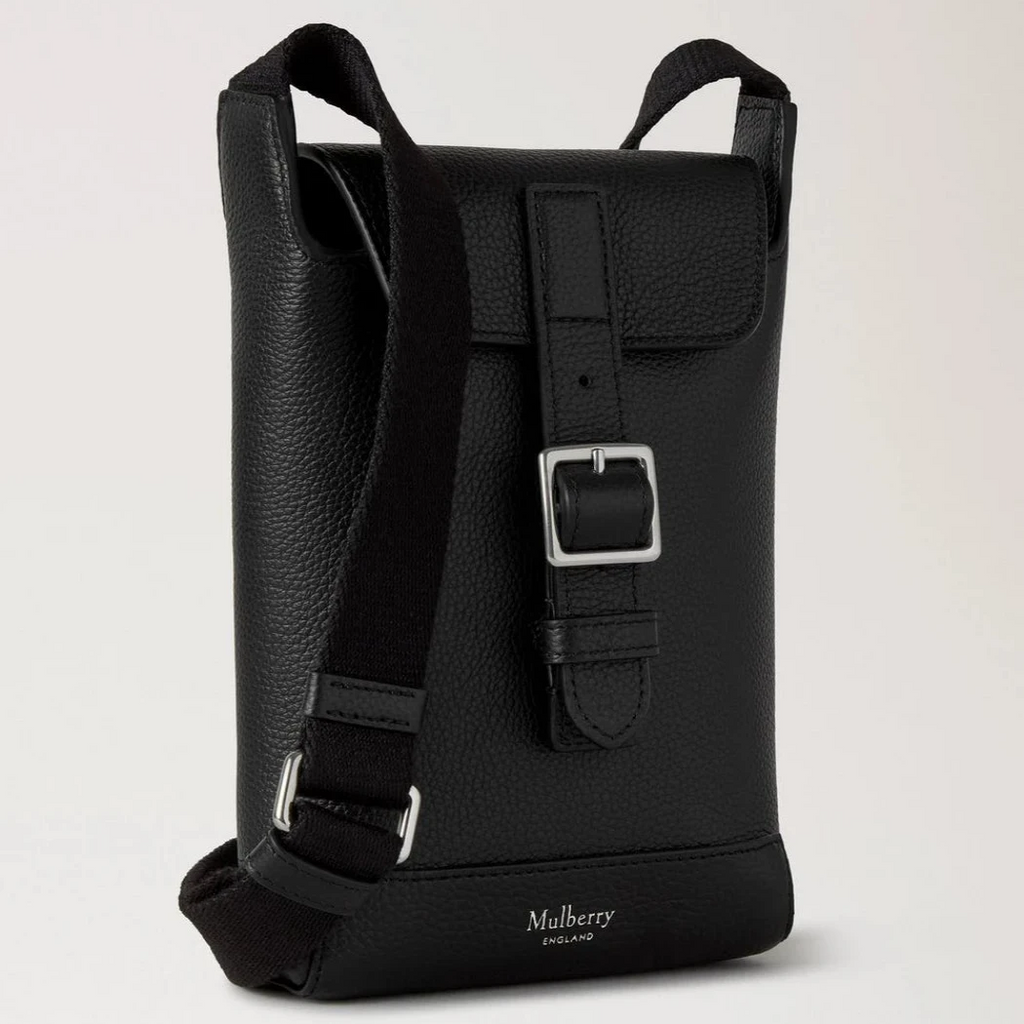 Mulberry Chiltern Phone Pouch Black Small Classic Grain