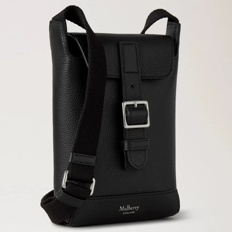 Mulberry Chiltern Phone Pouch Black Small Classic Grain