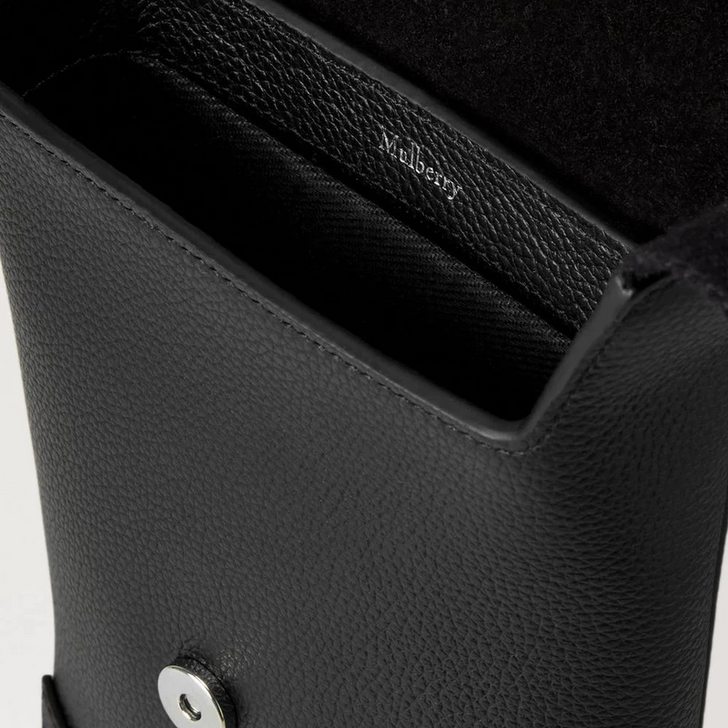 Mulberry Chiltern Phone Pouch Black Small Classic Grain