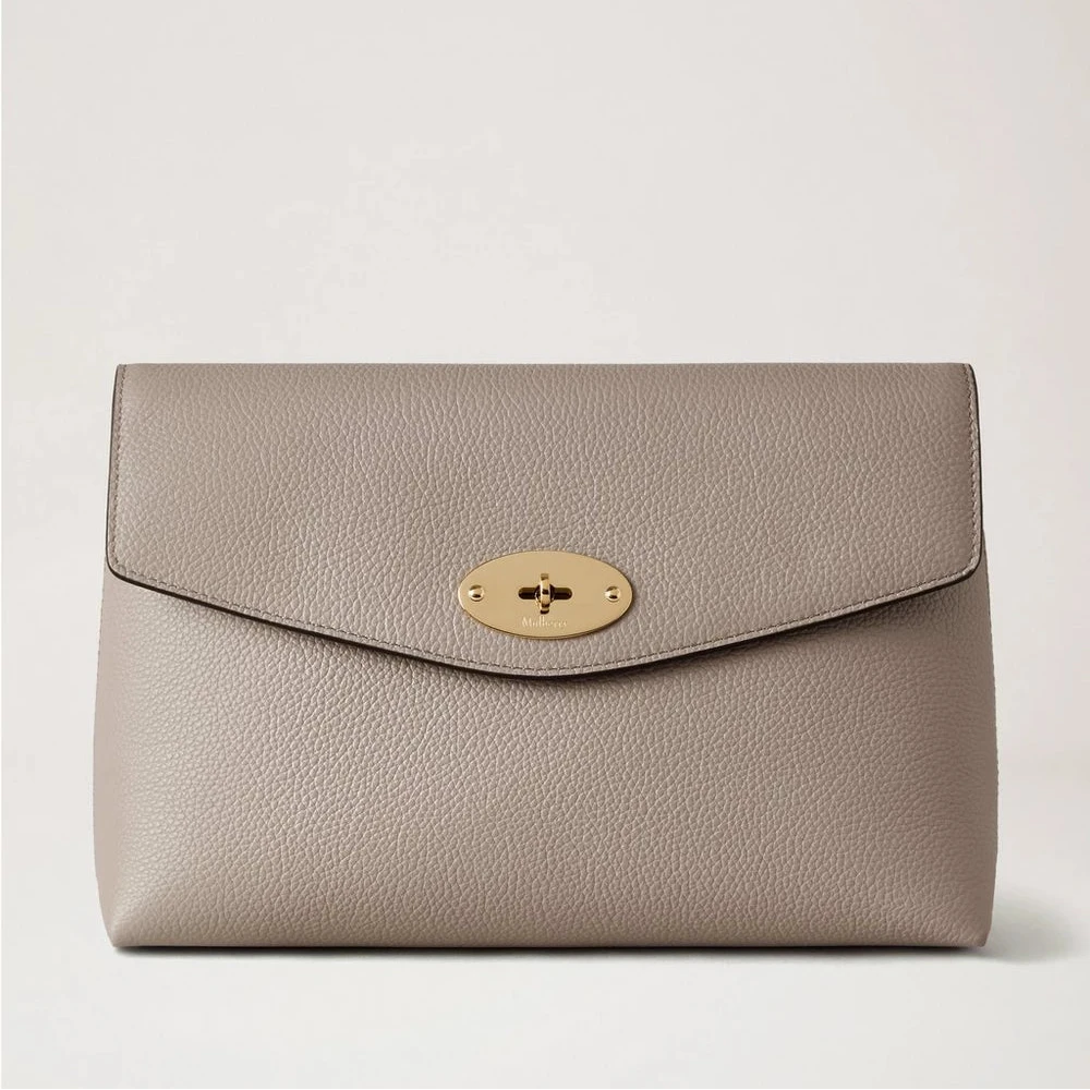 Mulberry Stor Darley kosmetikpung Cashmere Taupe Small Classic Grain 