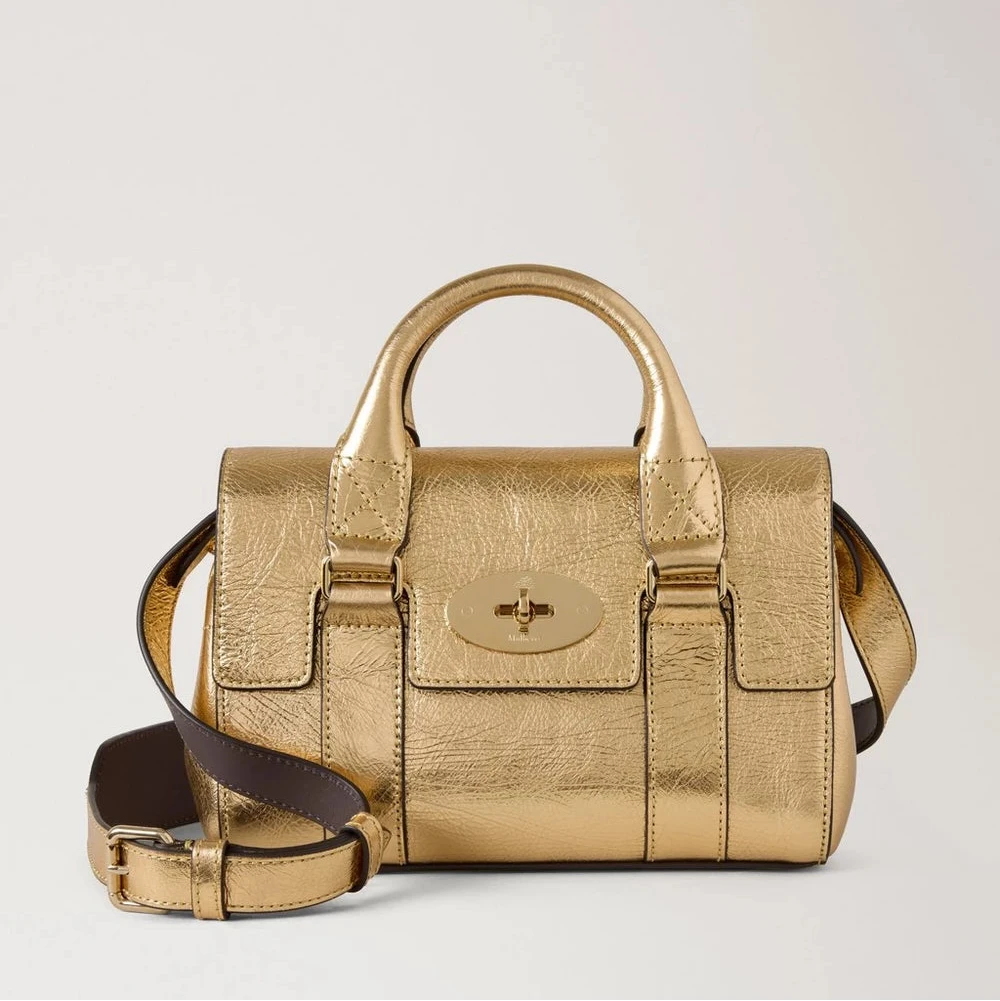 Mulberry Mini arv Bayswater Metalliskt Somerset Gold