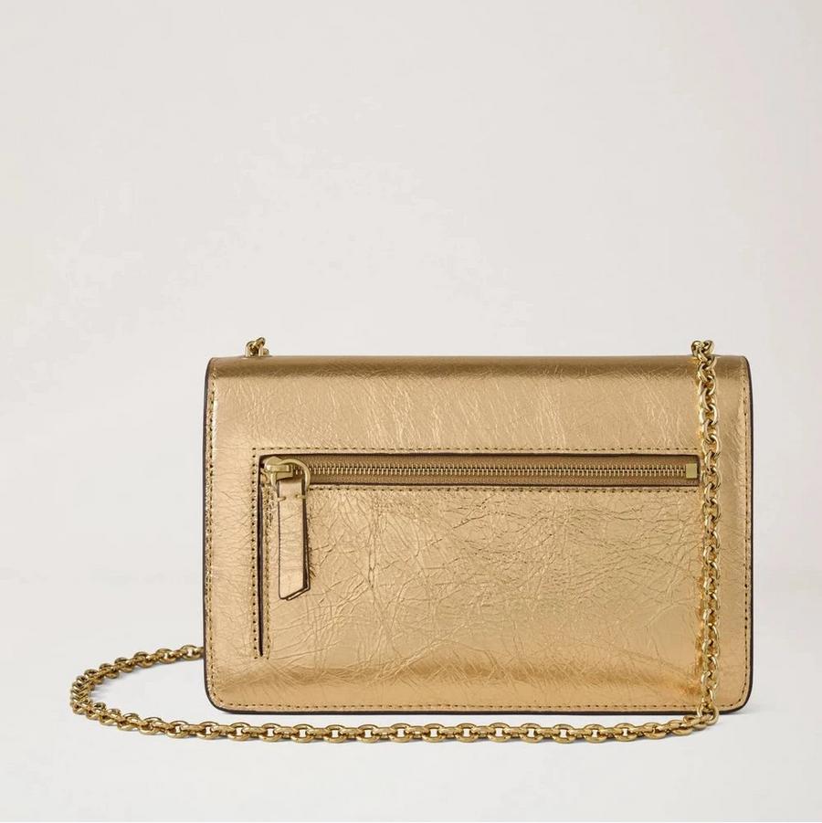 Mulberry Liten Darley Crinkled Metallic Somerset Gold