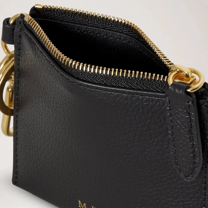 Mulberry Clip Zipped Credit Card Pouch Svart Small Classic Grain 